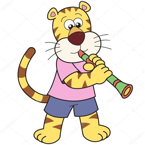 Cartoon Tiger Playing A Clarinet Stock Vector By ©kchungtw 22350993
