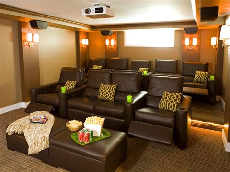 Contemporary Home Theater With Tiered Leather Seating Hgtv