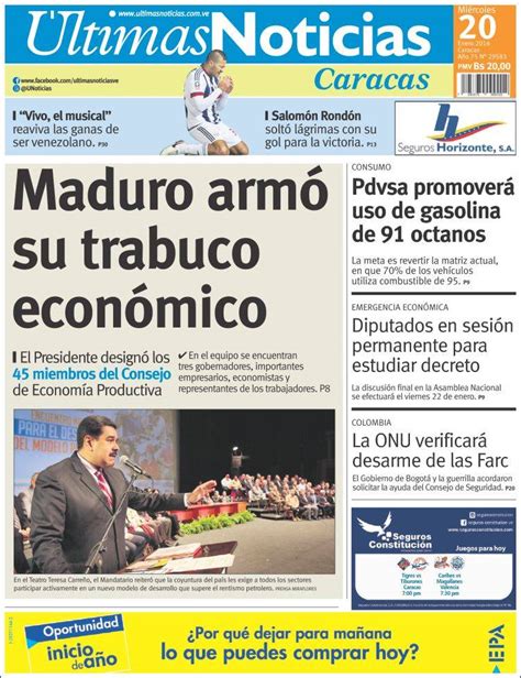 Periódico Últimas Noticias Venezuela Periódicos De Venezuela