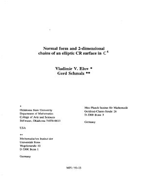 Fillable Online Normal Form And Dimensional Chains Of An Elliptic Er