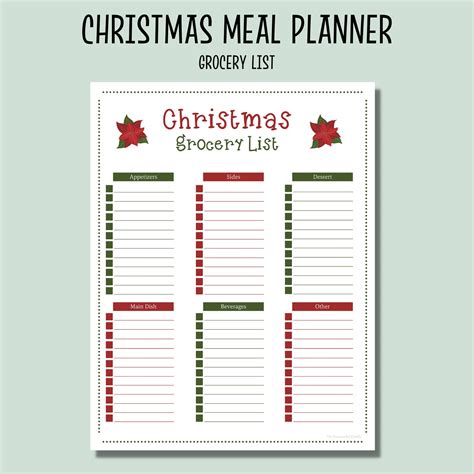 Christmas Meal Planner Christmas Menu Christmas Shopping List Christmas
