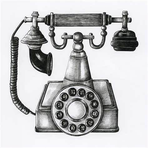 Hand Drawn Retro Line Telephone Free Photo Illustration Rawpixel