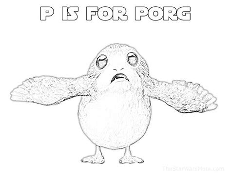 Get crafts, coloring pages, lessons, and more! P is for Porg - Star Wars Alphabet Coloring Page | Alphabet coloring pages, Alphabet coloring ...