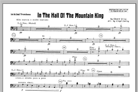 In The Hall Of The Mountain King Trombone 1 2 Sheet Music Lloyd