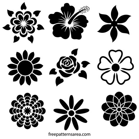 Flower Stencil Designs | FreePatternsArea | Flower stencil patterns, Flower stencil, Floral stencil