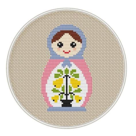 Russian Doll Cross Stitch Pattern Instant Download Free Shipping