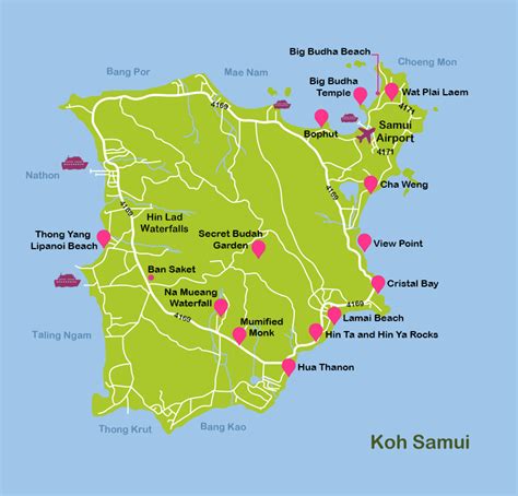 Mapa De Koh Samui Plano Con Rutas Turísticas