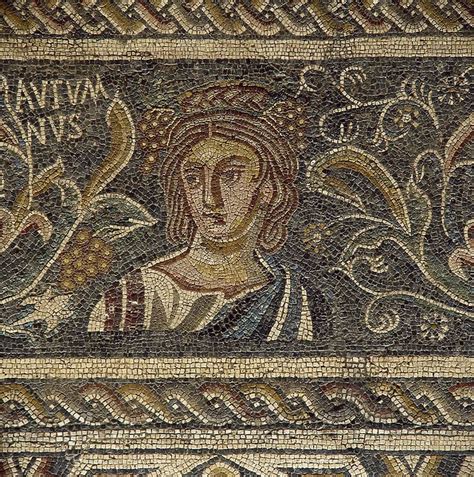 Roman Mosaic Female Figure Depicting The Autumn Available As Framed
