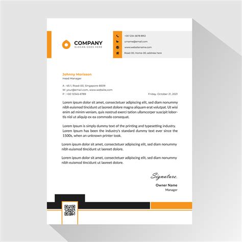 business letterhead with orange and black details 1257122 vector art at vecteezy