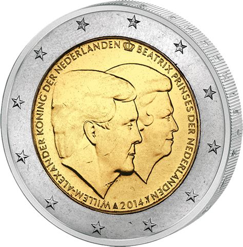 2 Euro Niederlande Doppelporträt Willem Alexander Und Beatrix 2014