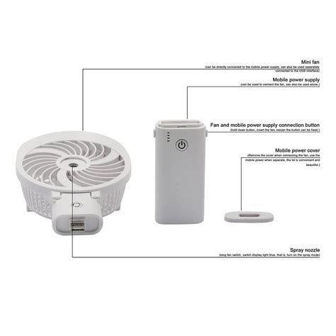 3 Speeds Mini Usb Rechargeable Desktop Water Misting Cooling Fan Wih