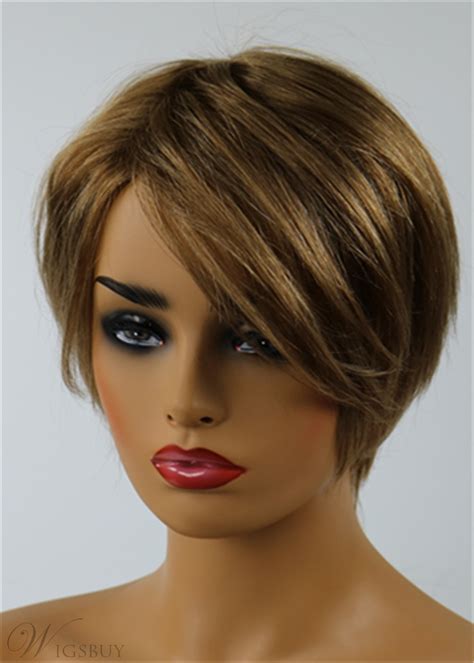 Short textured hair with balayage those not keen on voluminous stacked bobs should try shags. Short Straight Human Hair Capless Women Wigs: Wigsbuy.com