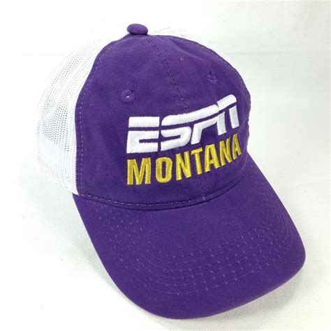 Espn Montana Purple Gold White Mesh Strapback Baseball Cap Hat Sports