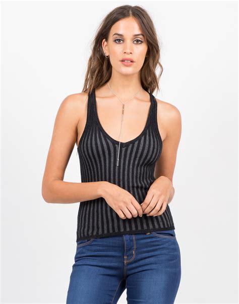 V Neck Ribbed Knit Tank Black Tank Womens Tops 2020ave