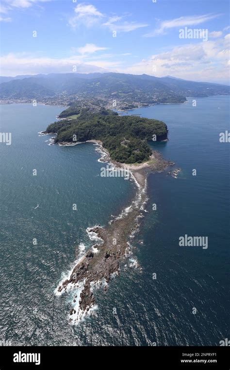 An Aerial Photo Shows Mitsuishi Coast At Manazuru Town Kanagawa