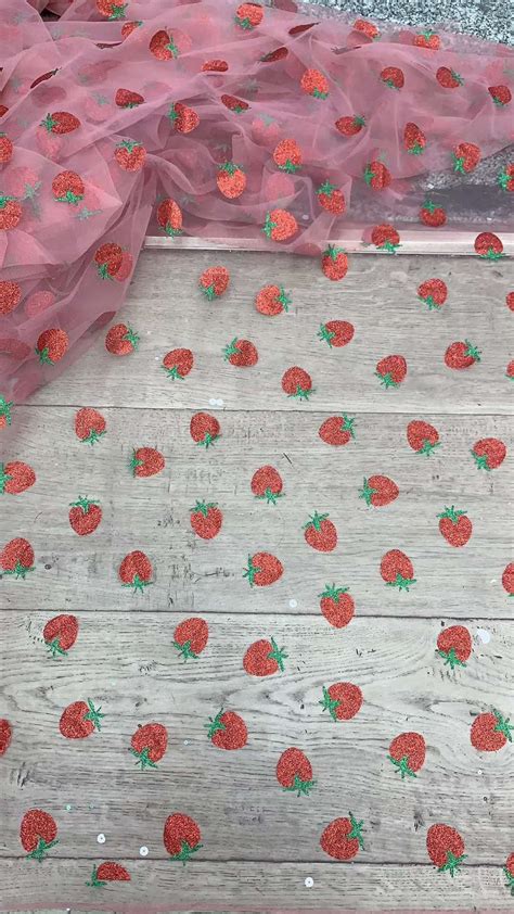 Glitter Strawberry Lace Fabric Sparkle Lace Fabric Chic Lace Etsy