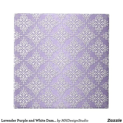 Lavender Purple And White Damask Tile Damask Tile