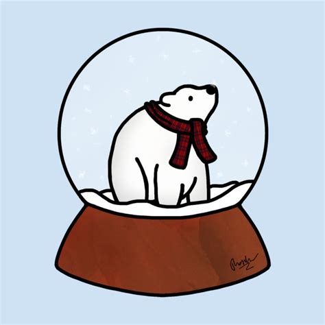 Polar Bear Snow Globe Doodle Mini Art Print Art Print With Stand