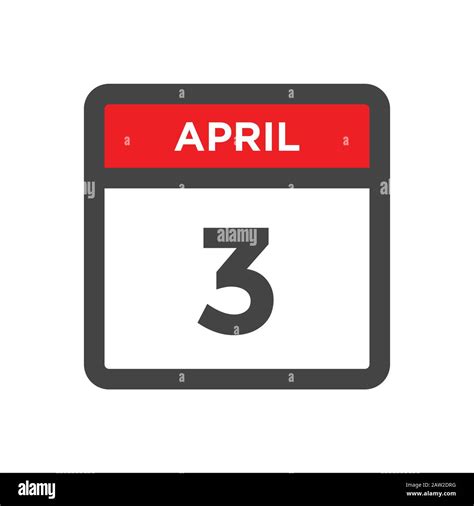 Icono De Calendario Del 3 De Abril Con Día Y Mes Imagen Vector De Stock