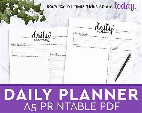 Work Day Organizer Planner Page Work Planner Printable Etsy Daily