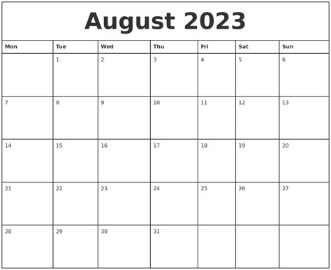 August 2023 Calendar Free Printable Calendar August 2023 Printable