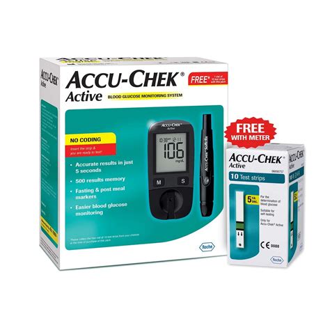 Buy ACCU CHEK ACTIVE GLUCOMETER KIT WITH FREE 10 STRIPS Online Get
