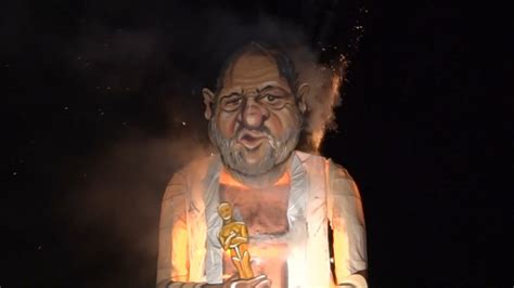 Effigy Of Harvey Weinstein Burnt At British Towns Bonfire Night Youtube
