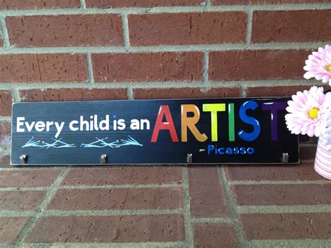 Every Child Is An Artist Hand Painted Sign In Black White Rainbow And