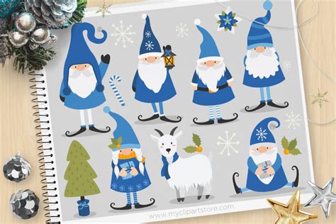 Scandinavian Winter Gnomes Clipart Vector Clip Art And Svg