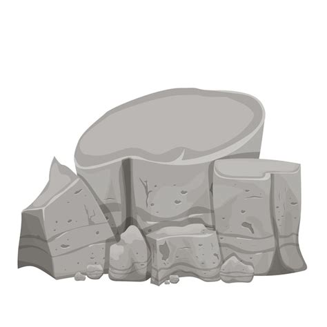 Premium Vector Stone Pile Rock Construction Heavy In Cartoon Style
