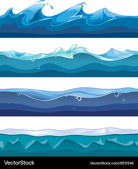 Seamless Ocean Sea Water Waves Royalty Free Vector Image