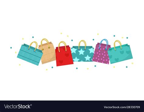 Cute Shopping Bag Banner Colorful Shopping Bags Vector Image