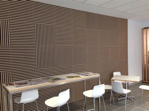 Soundform Groove Acoustic Panels Used In A Commercial Buildings Foyer Space For Noise Reduction