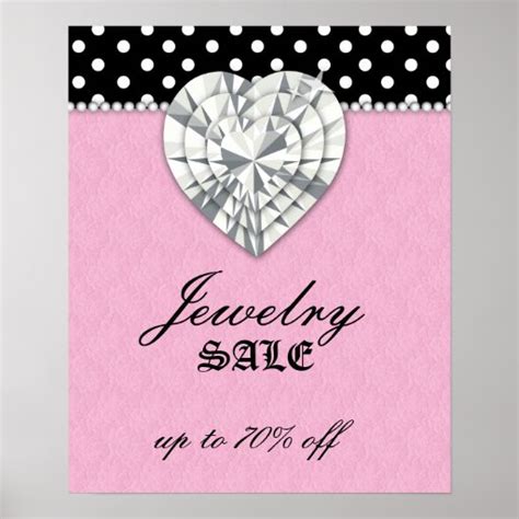 Jewelry Poster Sale Dots Heart Pearl Lace Pink Zazzle