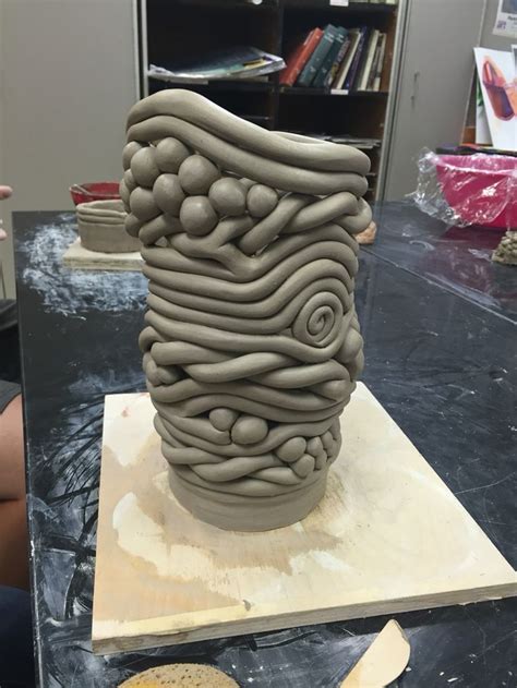 Seaman High School Ceramic 2 Student Coil Built Vase Coil Pottery