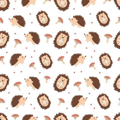 Premium Vector Seamless Pattern With Cute Hedgehogs And Forest
