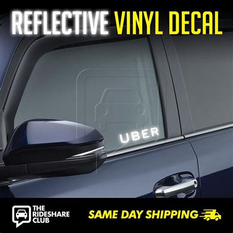 Uber Driver Reflective Vinyl Decal Sticker Side Door Window Rideshare