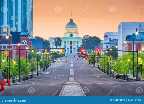 Montgomery Alabama Usa With The State Capitol At Dawn Stock Image