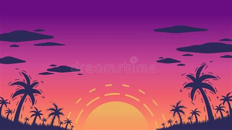 Silhouette Palm Tree Purple Sky Stock Illustrations 444 Silhouette