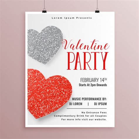 Free Vector Stylish Valentines Day Party Flyer Template