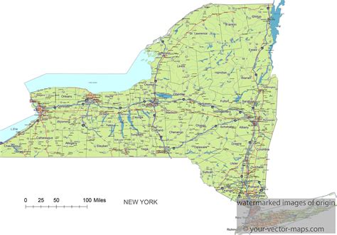 New York State Route Network Map New York Highways Map Cities Of New