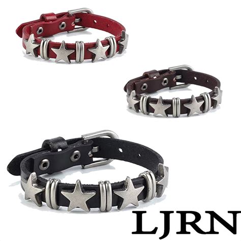 2022 New Punk Bracelet Metal Vintage Leather Alloy Belt Star Geometric