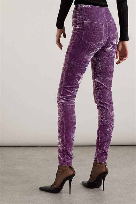Lilac Crushed Velvet Skinny Pants Saint Laurent Net A Porter