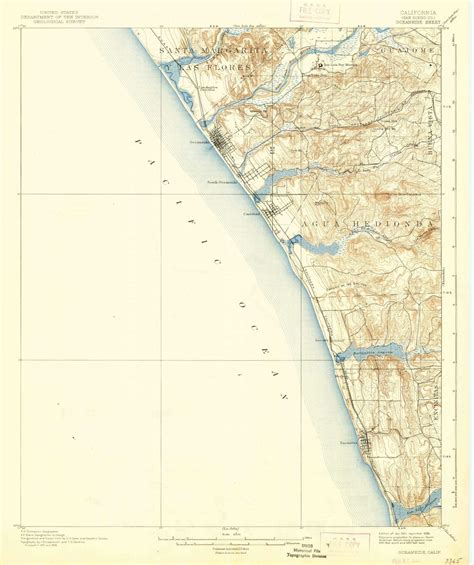 Oceanside California 1901 1939 Usgs Old Topo Map 15x15 Quad Old Maps