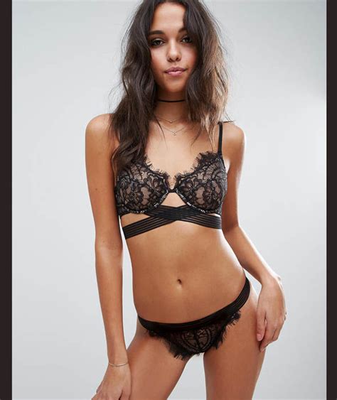 florie eyelash lace strappy underwire set in black £30 sexy lingerie for valentine s day