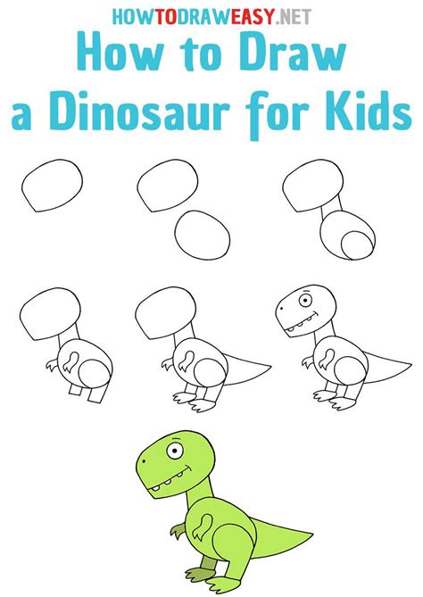 How To Draw A Dinosaur Step By Step For Kids Easy Doodles Drawings