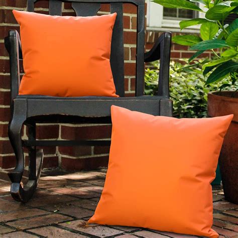 Lewondr Waterproof Outdoor Throw Pillow Cover 2 Pack Solid Pu Coating