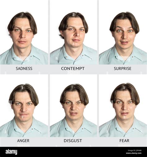 A Chart Of Six Basic Human Microexpressions A Caucasian Male Showing