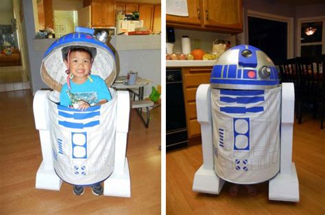 Diy this star wars costume in few easy steps. This Cool Handmade R2D2 Halloween Costume Features Wheels for Extra Speedy Mobility
