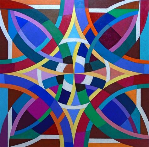 A Geometric Rose 2020 Acrylic Painting By Stephen Conroy Geometric